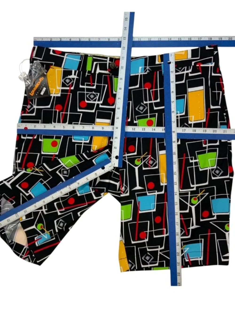 Loudmouth Golf Happy Hour Stretch Tech Shorts 36 Martini NEW